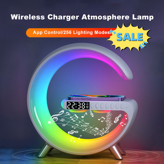 G Shaped LED Lamp - Bluetooth Speaker - Wireless Charger - Lamp App Control For Bedroom Home Decor